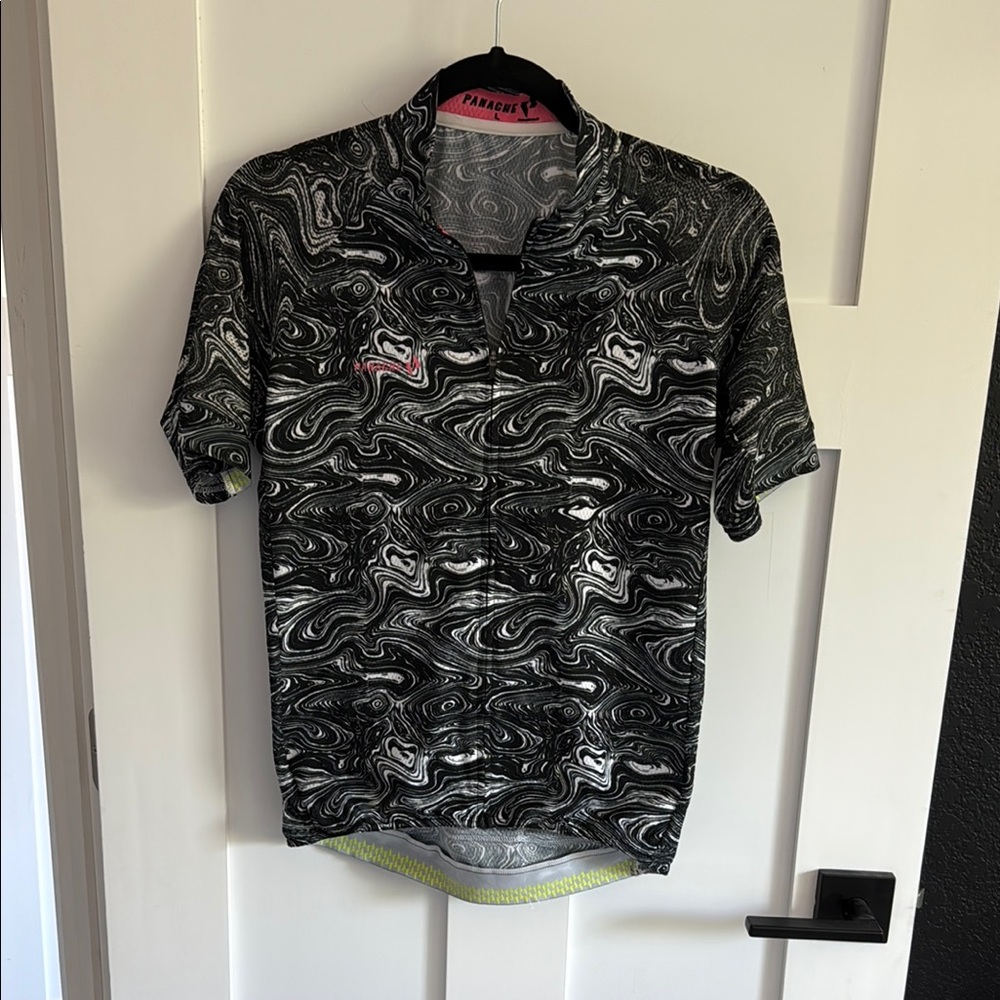 Panache Black and White Swirl Pattern Top Size Large Women